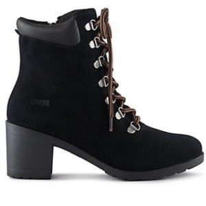 Cougar Angie Lace-Up Suede Booties Black, Size 9